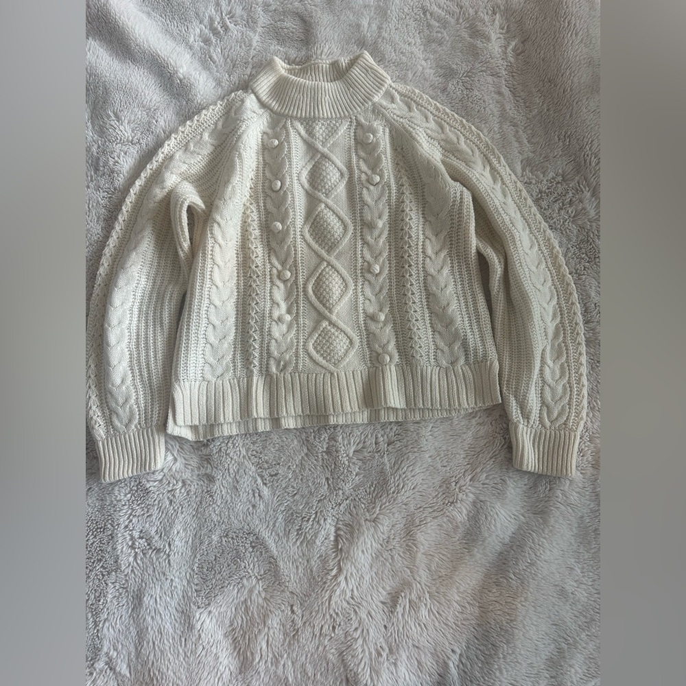 J. Crew Cable Knit Cream Sweater. Size small.